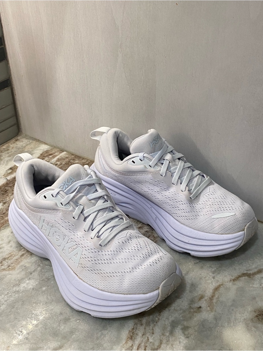 HOKA Bondi 8 Triple White Women's Size 6 Sneakers